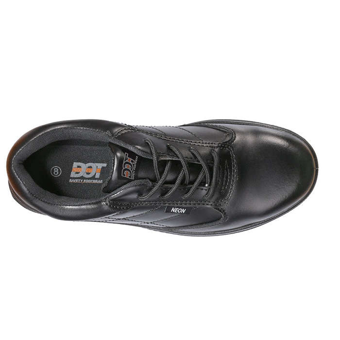 DOT Neon Oil/Acid Ladies Steel Toe Safety Shoe Leather Black