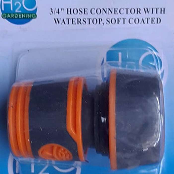 H20 Garden Hose Connector 3/4" Stop And Soft Grip