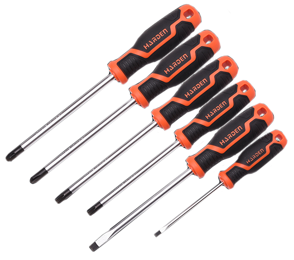 HARDEN Screwdriver Set Soft Handle 6 Pieces