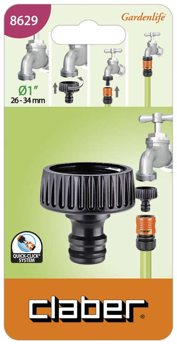 CLABER 1" Tap To Quick Click Connector (Carded)