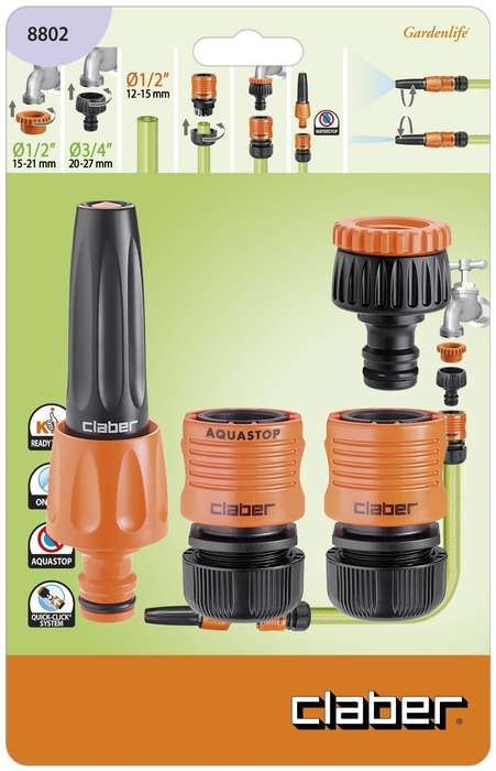 CLABER 5 Piece Watering Set With Adjustable Spray Nozzle