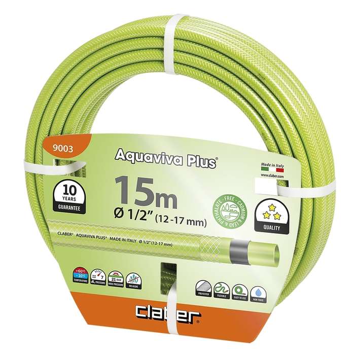 CLABER 1/2" Aquaviva Plus Hose Pipe 15m