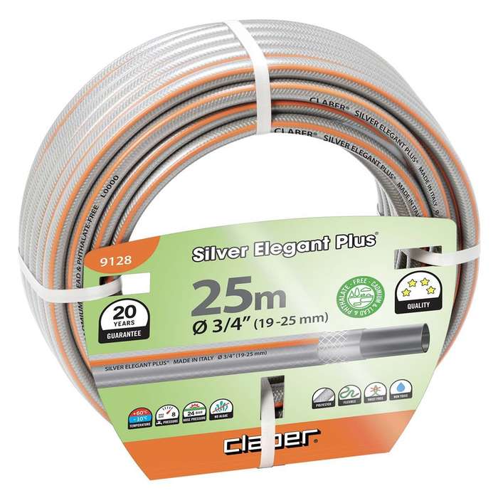 CLABER 3/4" Silver Elegant Plus Hose Pipe 25m