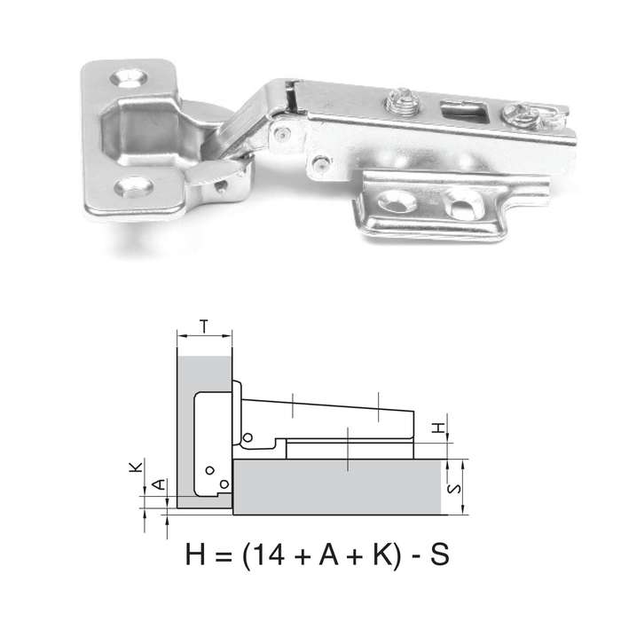 ROCO 110 Degree 4 Hole Base Plated Cupboard Hinge 0mm