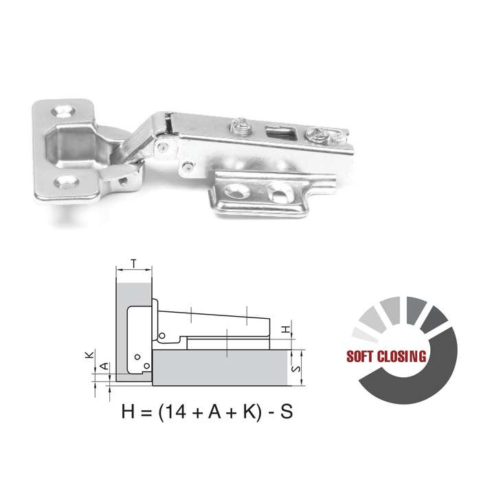 ROCO 110 Degree Soft Closing 4 Hole Base Plated Cupboard Hinge ( 5 Pack )