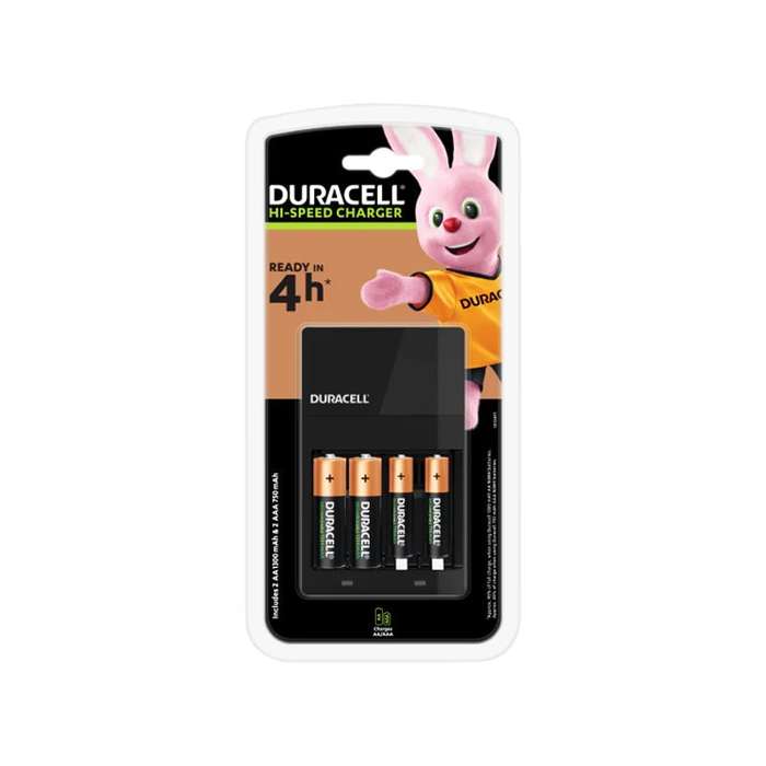 DURACELL Battery Charger + 2aa Rechargeable Batteries Cef14