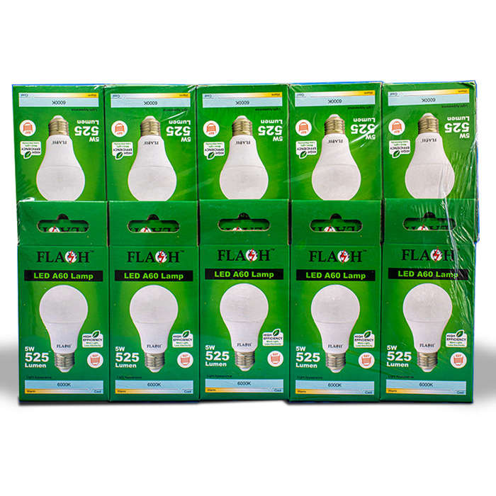 FLASH LED High Efficiency All Purpose Light Bulb 5W A60 Lamp E27 (10 pack)