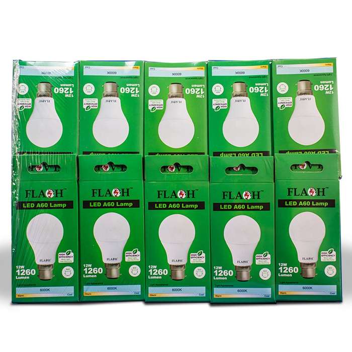 FLASH LED High Efficiency All Purpose Light Bulb 12W A60 Lamp B22 (10 pack)