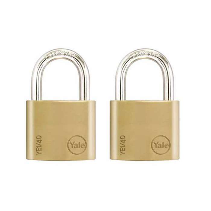YALE Padlock Solid Brass 40mm Duo Pack