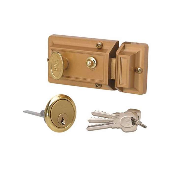 YALE Night Latch Complete With Cylinder Blister