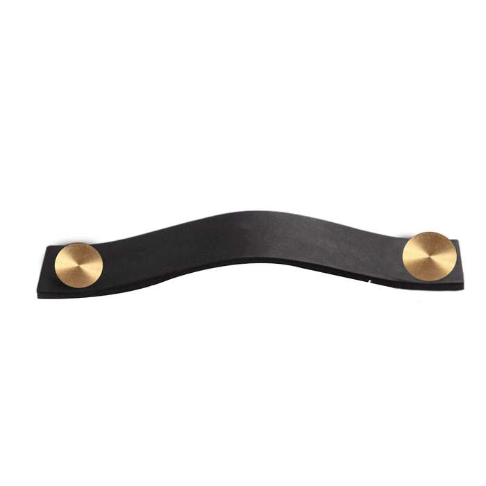 ROCO Leather Cupboard Handle Black & Brass 128mm ( 5 Pack )