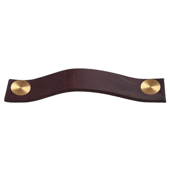 ROCO Leather Cupboard Handle Brown & Brass 128mm ( 5 Pack )