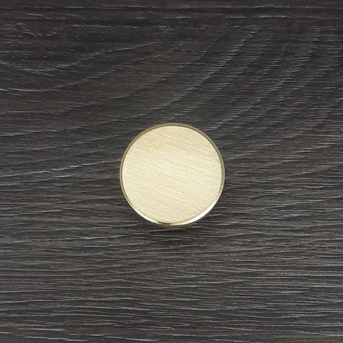 ROCO Flat Button Drawer Knob Brushed Brass 30mm