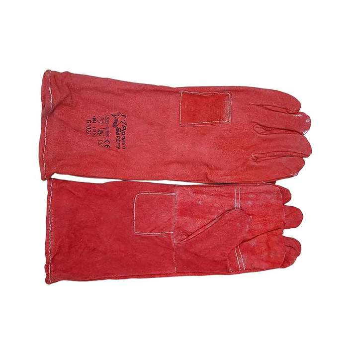 PIONEER SAFETY Chrome Leather Heat Resistant Gloves Red Elbow Length G1028