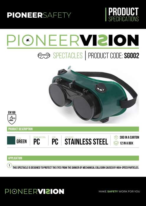 PIONEER SAFETY Welding Goggle Lift Front Shaded