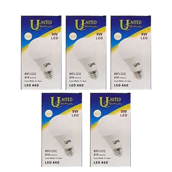 UNITED ELECTRICAL 9 Watt A60 LED Bulb Cool White ( 5 Pack )