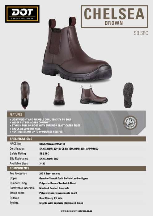 DOT Chelsea Safety Men's Boot Brown