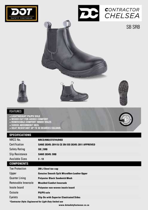 DOT SAFETY Chelsea Contractors Steel Toe Boot Black