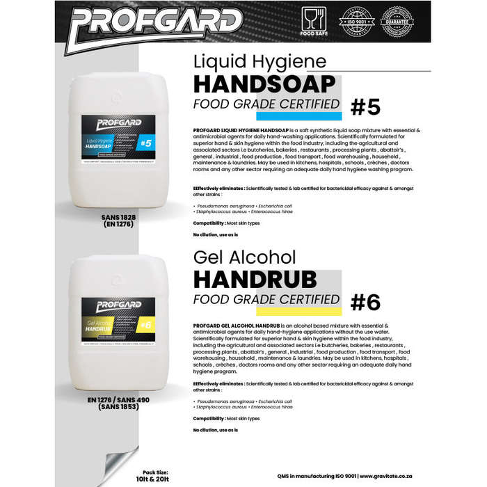 PROFGARD #6 Gel Alcohol Food Grade Handrub 10 Litre
