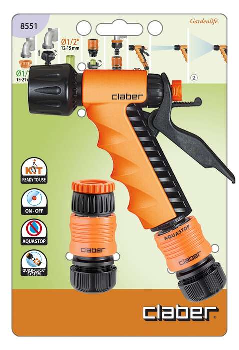 CLABER Spray Pistol With Tap Connector 5 Piece Starter Set 1/2"(15-21mm)