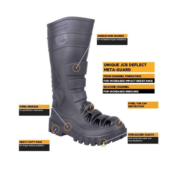JCB Warrior Steel Toe Safety Gumboot Black PVC