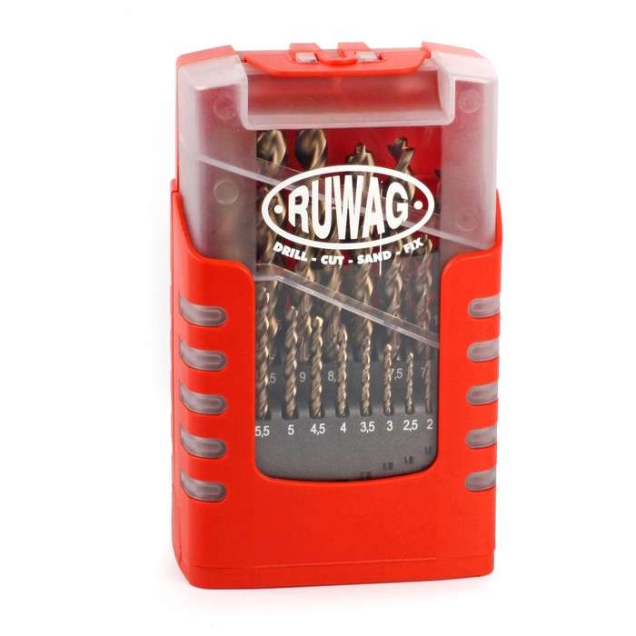 RUWAG 19 Piece Standard Metal Drill Bit Set 1-10mm
