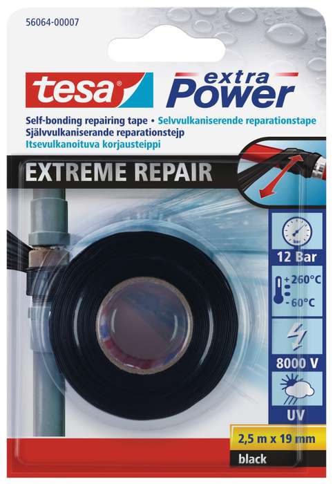 TESA Extreme Repair Tape Self-Bonding 2.5m x 19mm Black