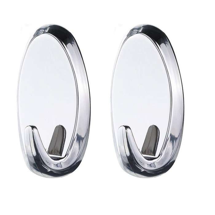 TESA Powerstrips Hooks Large Oval 2 Hooks/4 Strips Chrome