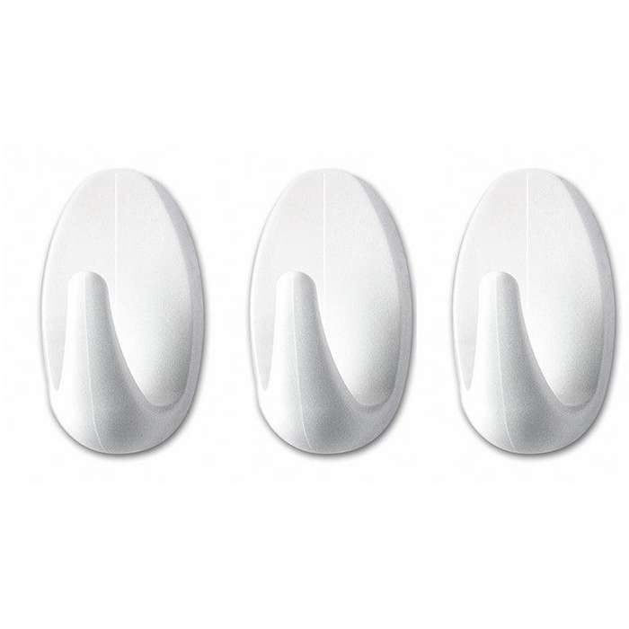 TESA Powerstrips Hooks Small Oval 3 Hooks/ 4 Strips White