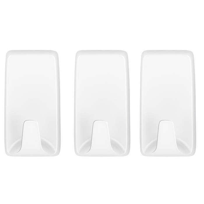 TESA Powerstrips Hooks Small Rectangular 3 Hooks/4 Strips White