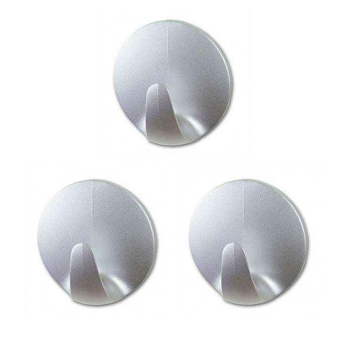 TESA Powerstrips Hooks Small Round 3 Hooks/4 Strips Chrome Matt