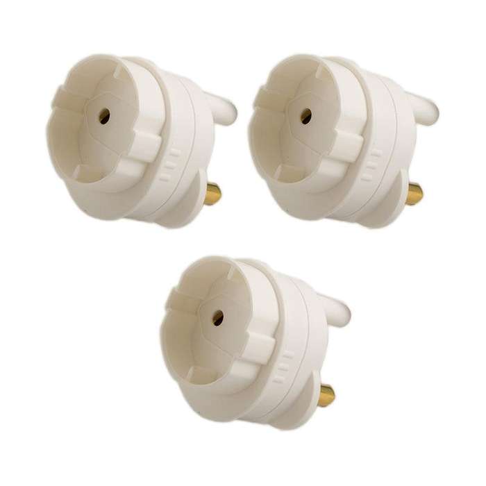United Electrical1 Round Schuko Adaptor (r16) ( 3 Pack )