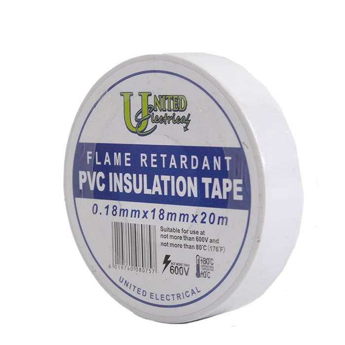 United Electrical Pvc Insulation Tape 0.18mm X 18mm X 20m - White