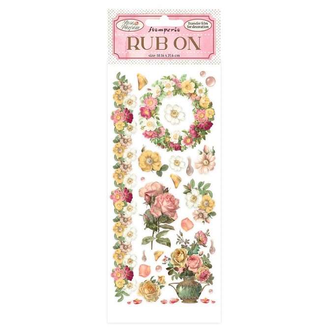 Stamperia - Rose Parfum Flowers & Garland Rub-On