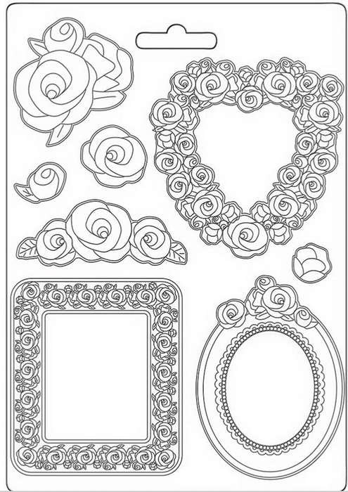 Stamperia Soft Mould Maxi - Rose Parfum Frames & Roses