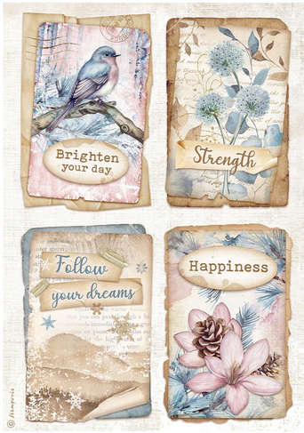 Stamperia Rice paper - Create Happiness Dewdrops 4 cards