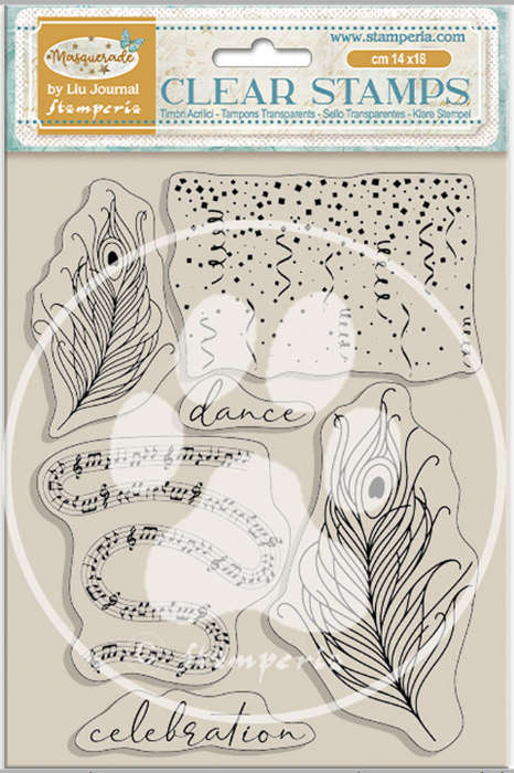 Stamperia Acrylic stamp 14x18 - Masquerade feathers