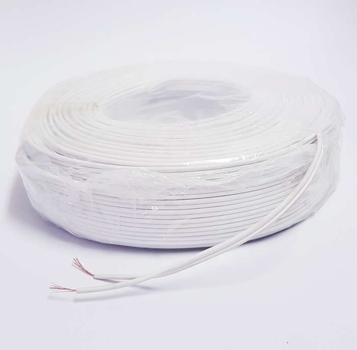 Twin Flex Speaker Cable (100m) - White, 0.5mm Ripcord
