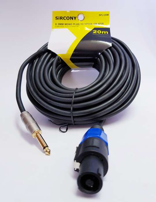 Speakon 4-Pin to 6.3mm Mono Metal Audio Cable (20m)