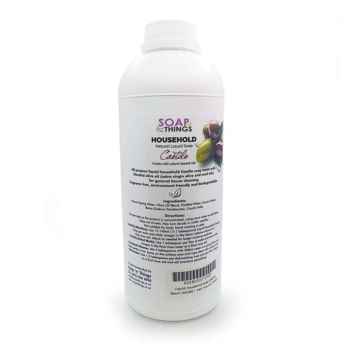 Liquid Household Castile Soap, Unscented, Natural Handmade Liquid Soap