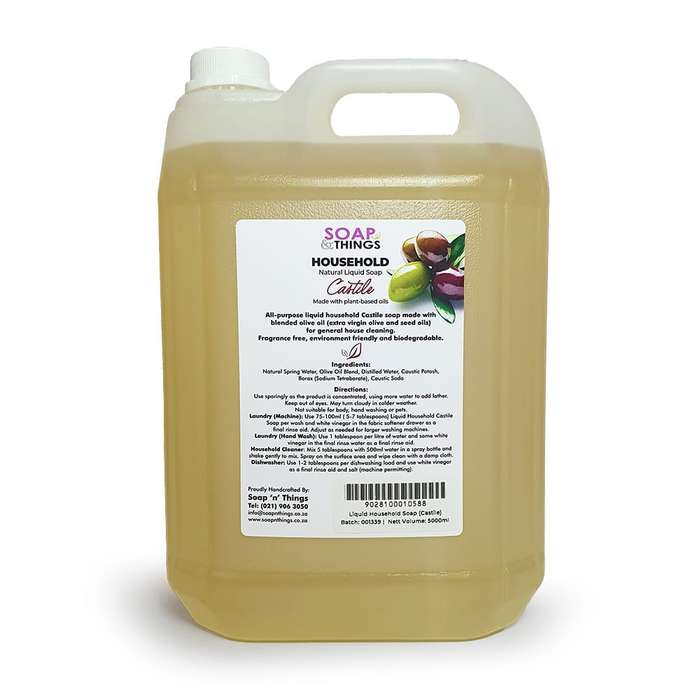 Liquid Household Castile Soap, Unscented, Natural Handmade Liquid Soap