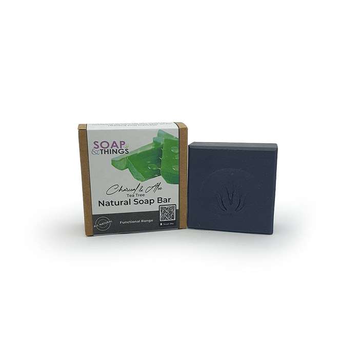 Charcoal & Aloe Soap Bar, Tea Tree Essential Oil Natural Handmade Soap