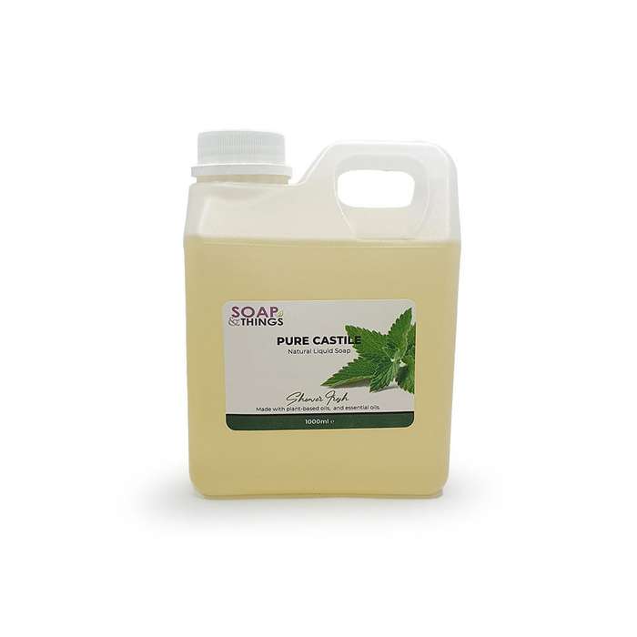 Pure Castile Liquid Soap, Bulk, Shower Fresh Essential Oils, 100% Extra Virgin Olive Oil Natural ...