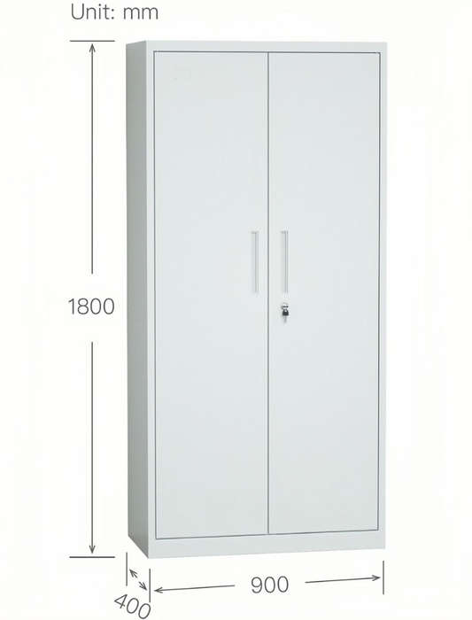 Steel Swing Door Inner Handle Filing Cabinet Storage Cupboard - Light Grey