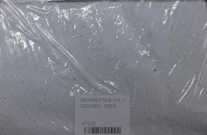 Serviettes 1ply 200x300 100'S