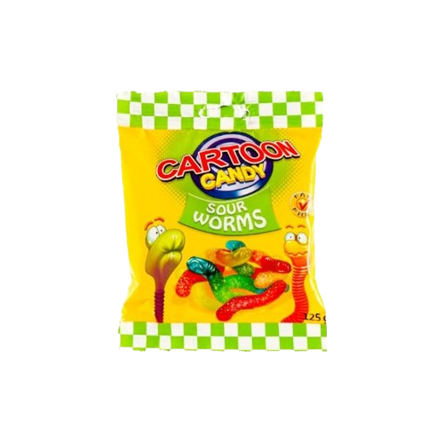 Cartoon Candy Gummies- Sour Worms 125g