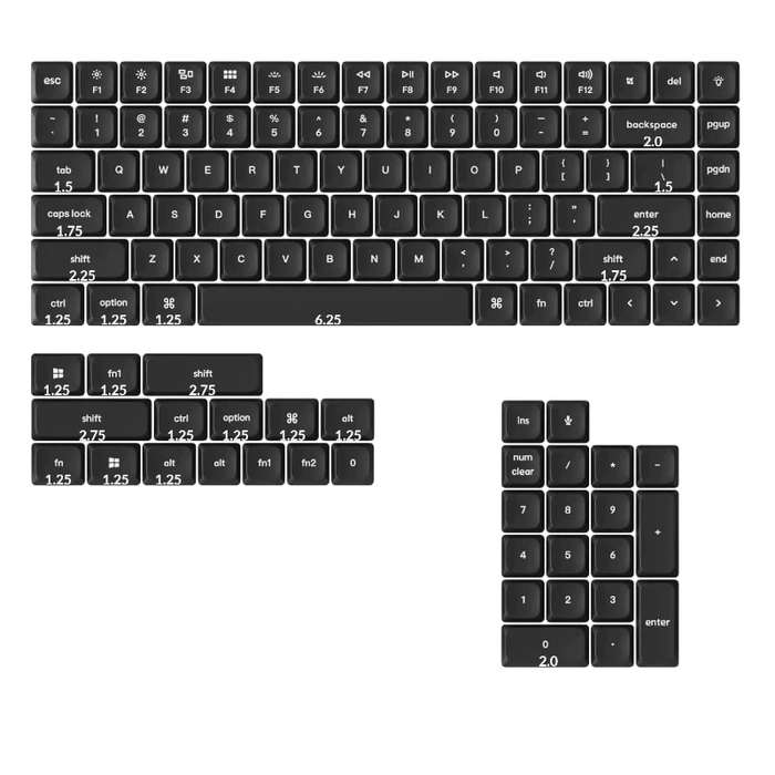 Keychron Double Shot PBT LSA Low Profile Full Keycap Set - Black