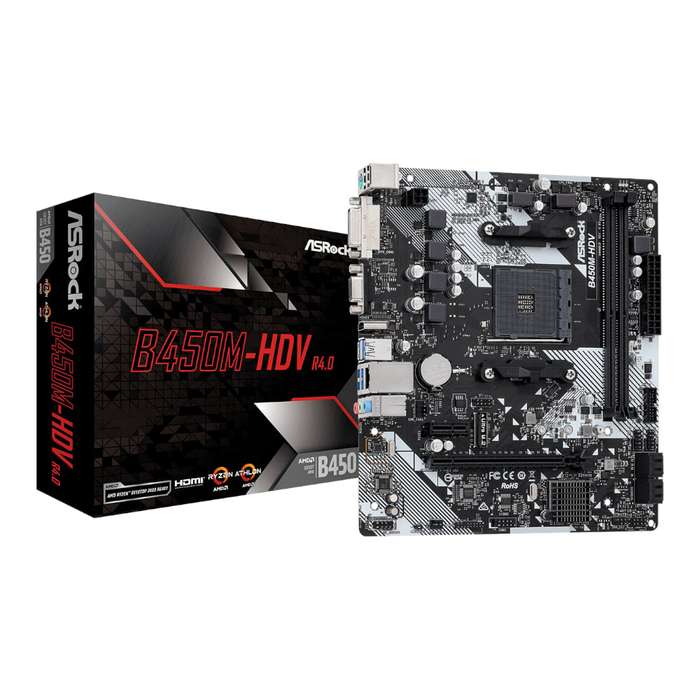 ASRock Motherboard B450M-HDV R4.0 Motherboard AMD AM4 M-ATX Motherboard