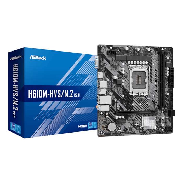 ASRock Motherboard H610M-HVS/M.2 R2.0 Motherboard Intel LGA 1700 m-ATX Motherboard