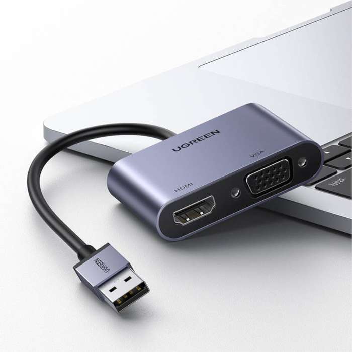 UGreen CM449 USB-A to HDMI + VGA 1080P Display Adapter